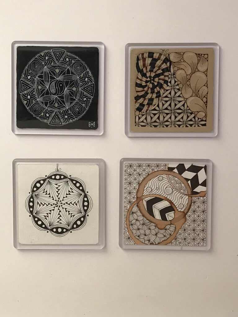 Plastic Coasters to hold Zentangle art Tiles set of x4