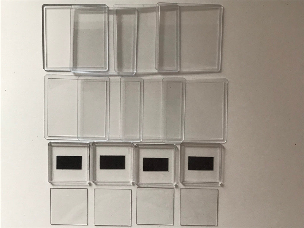 Clear plastic coasters and clear plastic magnets set of 4