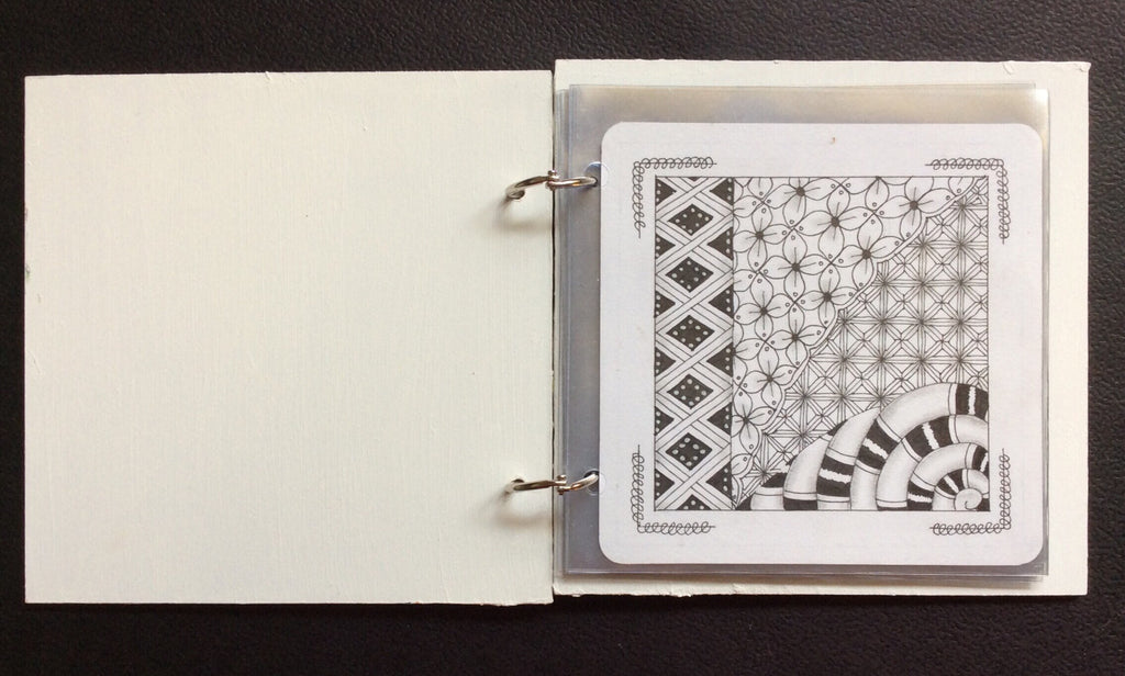 Plywood mini album with clear plastic sleeves for Zendala & Apprentice sized Zentangle Tiles