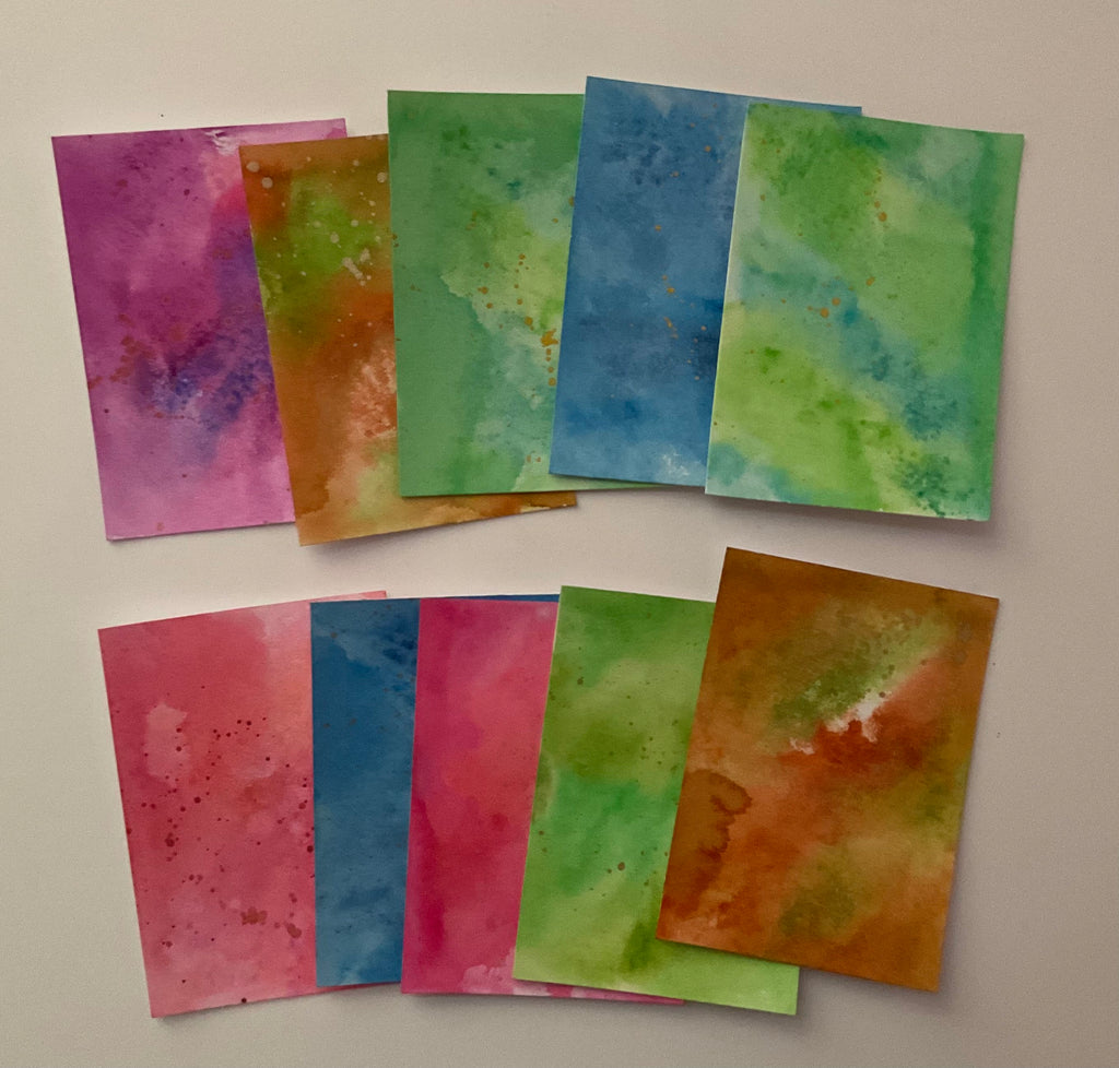 Artist Trading Cards with watercolour background pack of 10
