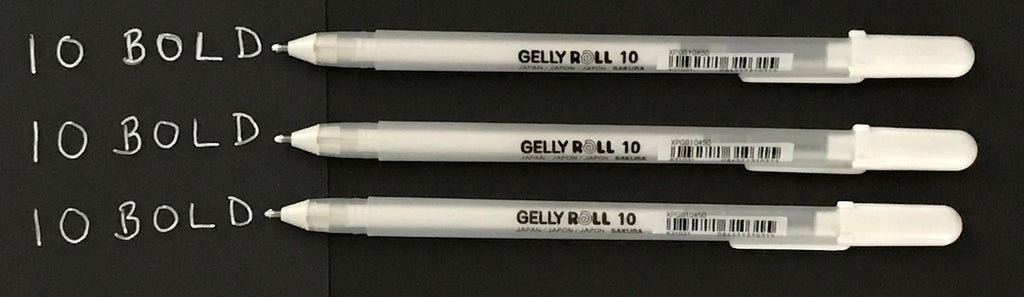 Packs of 3 Sakura white gelly roll pens