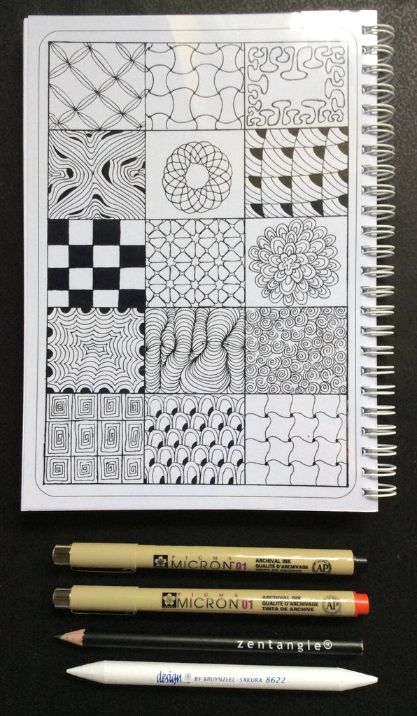 Zentangle workbook, pens and pencil kit