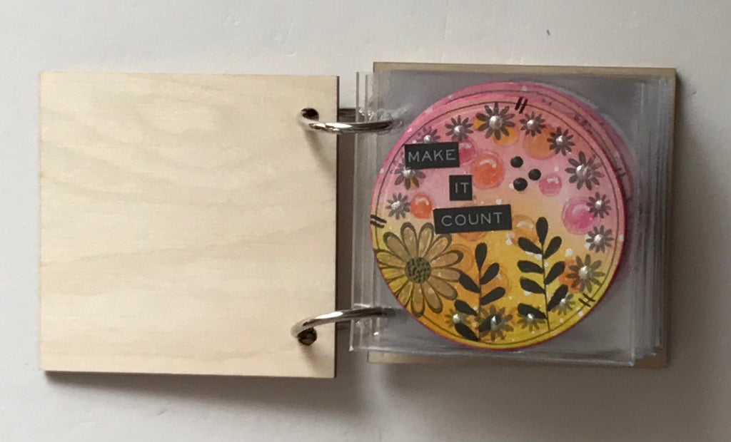 Artist Trading Coin plywood and plastic sleeves mini album