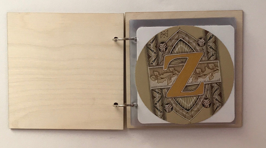 Plywood mini album with clear plastic sleeves for Zendala & Apprentice sized Zentangle Tiles