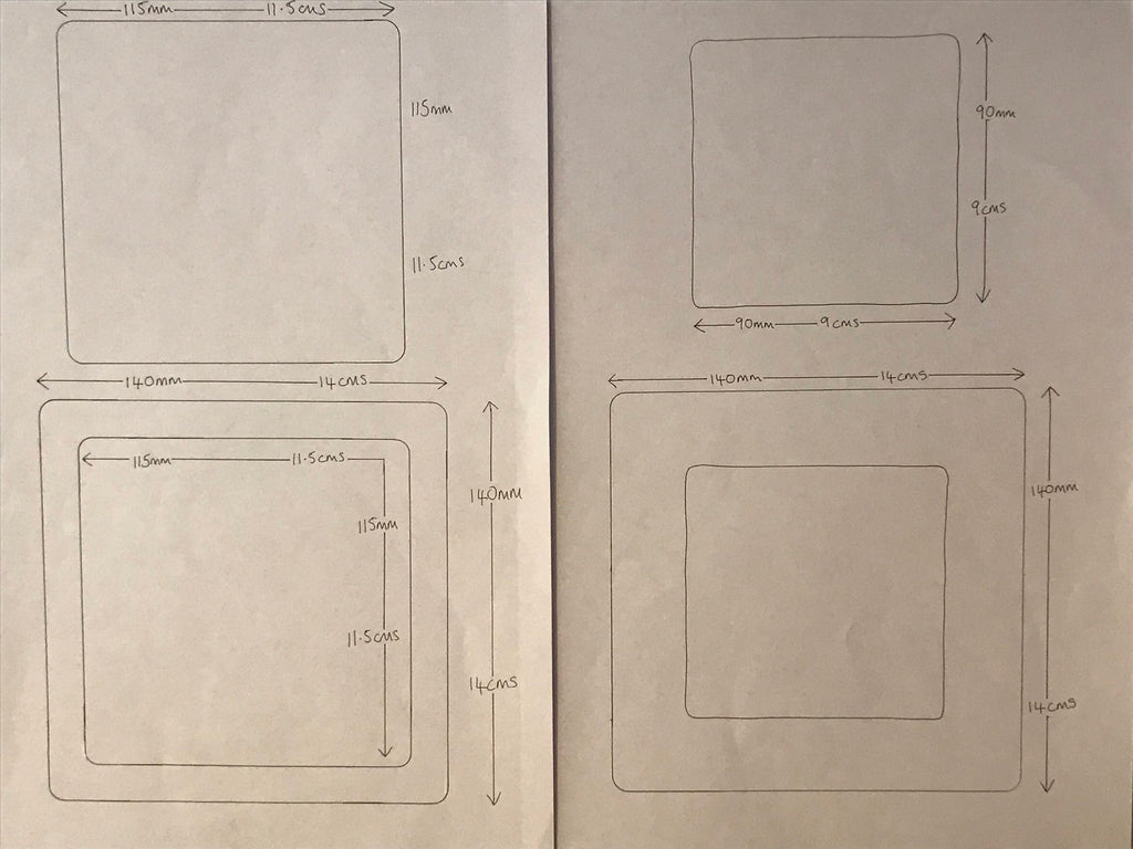 Square stencils. Set of 3 sized reusable square stencils.