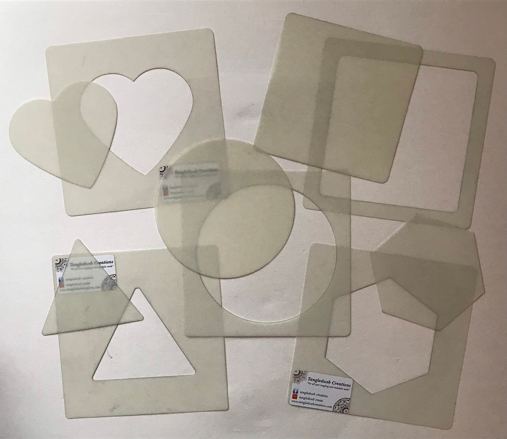 Shapes stencils. Set of x5 reusable plastic stencils - set 2