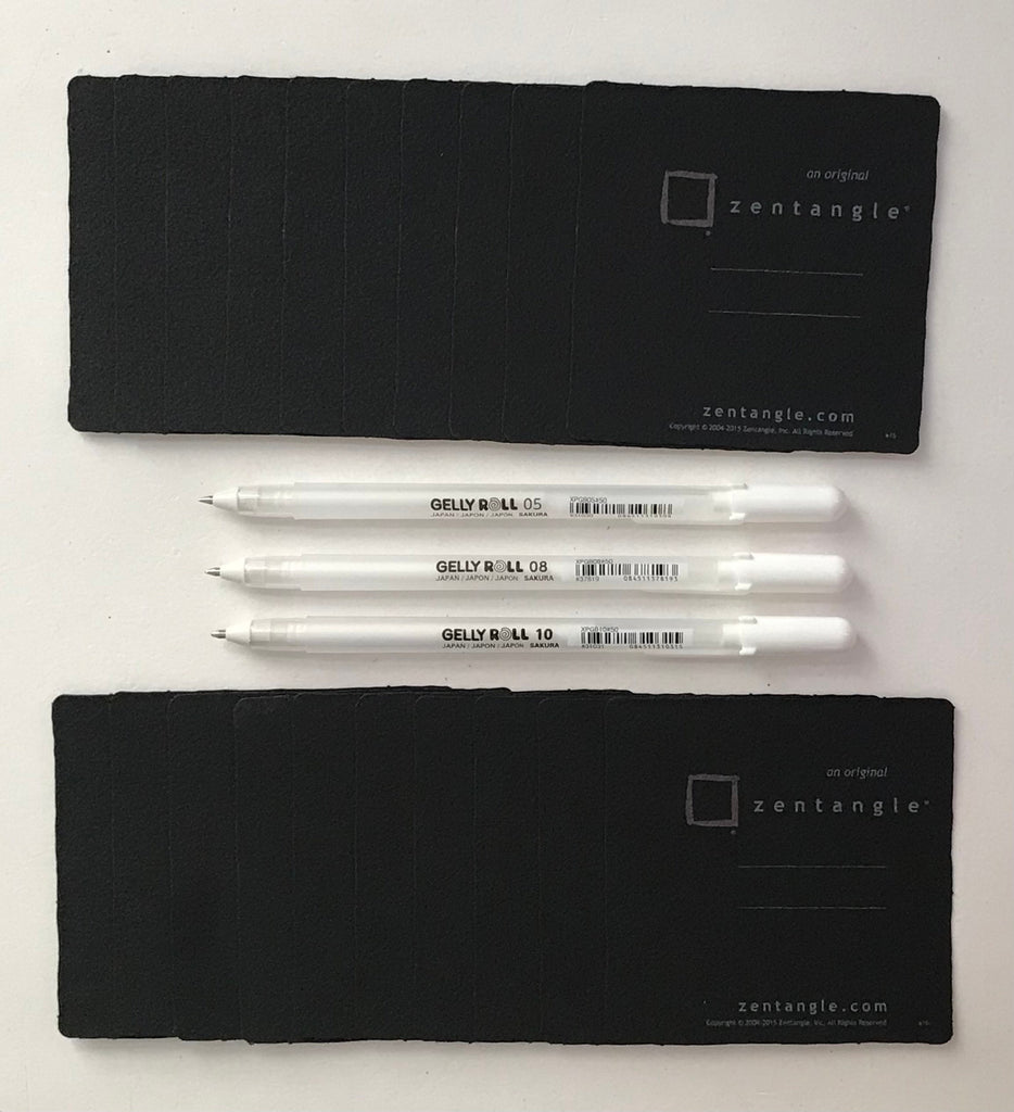 Zentangle black Tiles and white Gelly roll pen kit