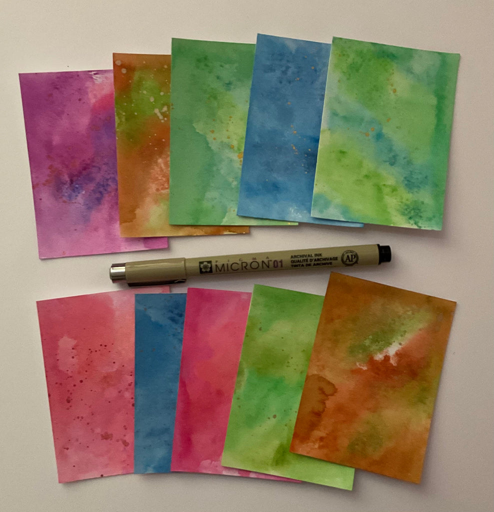 Artist Trading Cards with watercolour wash pack of 10