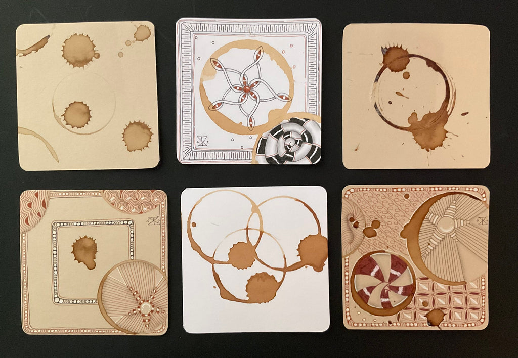 Coffee stained square card pack 10