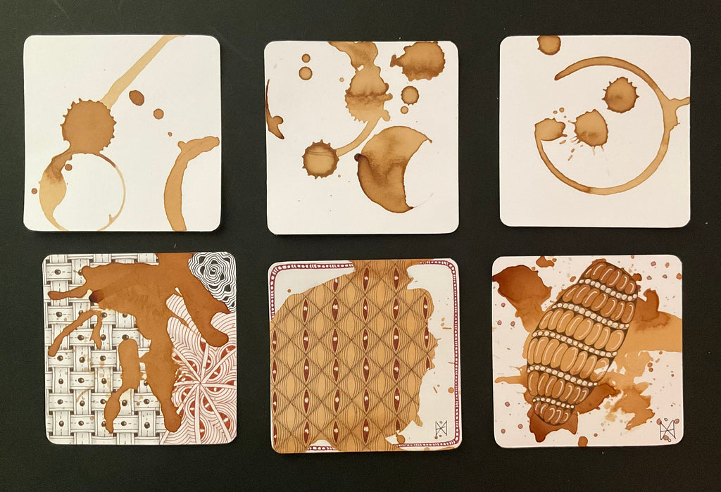 Coffee stained square card pack 10