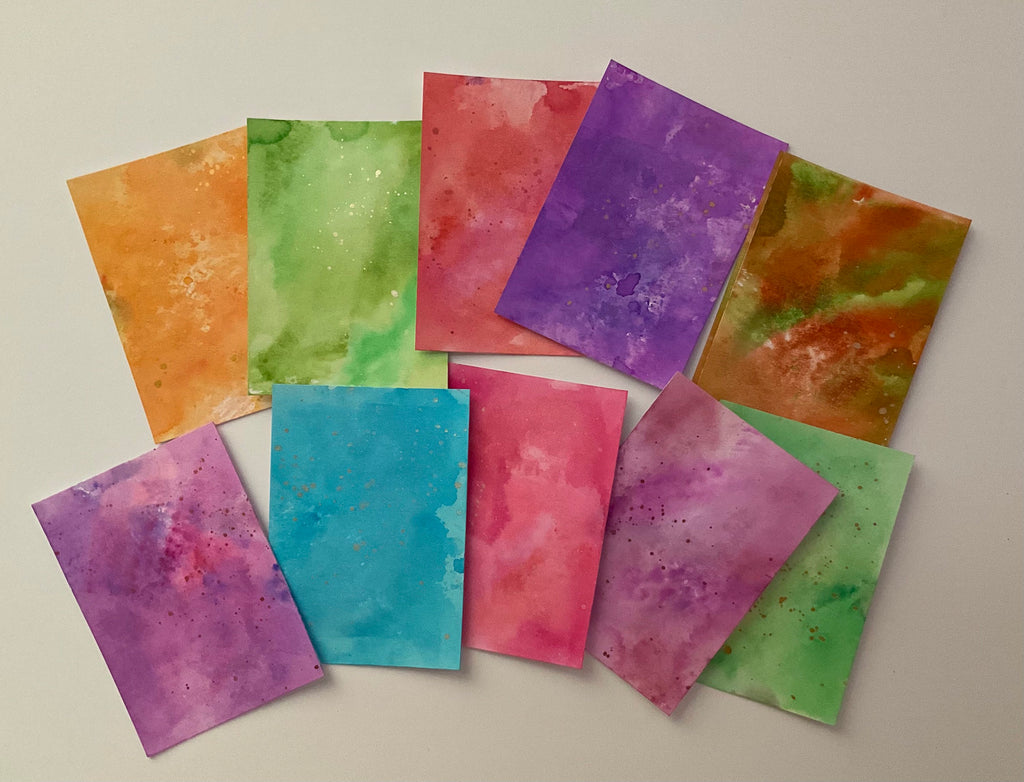 Artist Trading Cards with watercolour background pack of 10