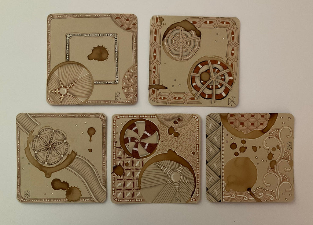 Coffee stained square card pack 10