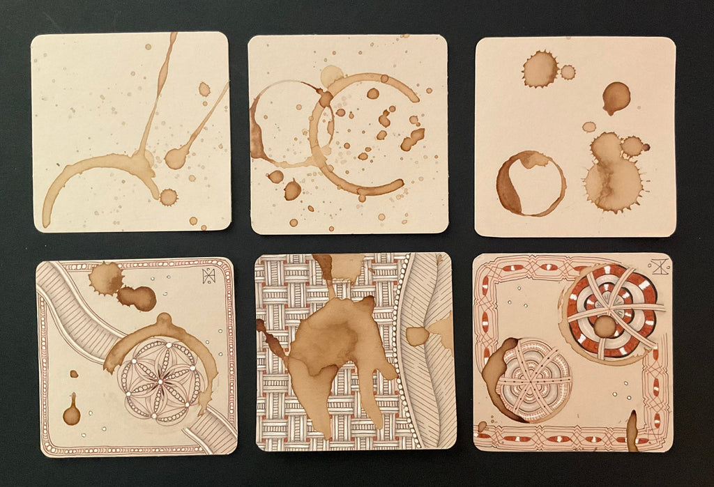 Coffee stained square card pack 10