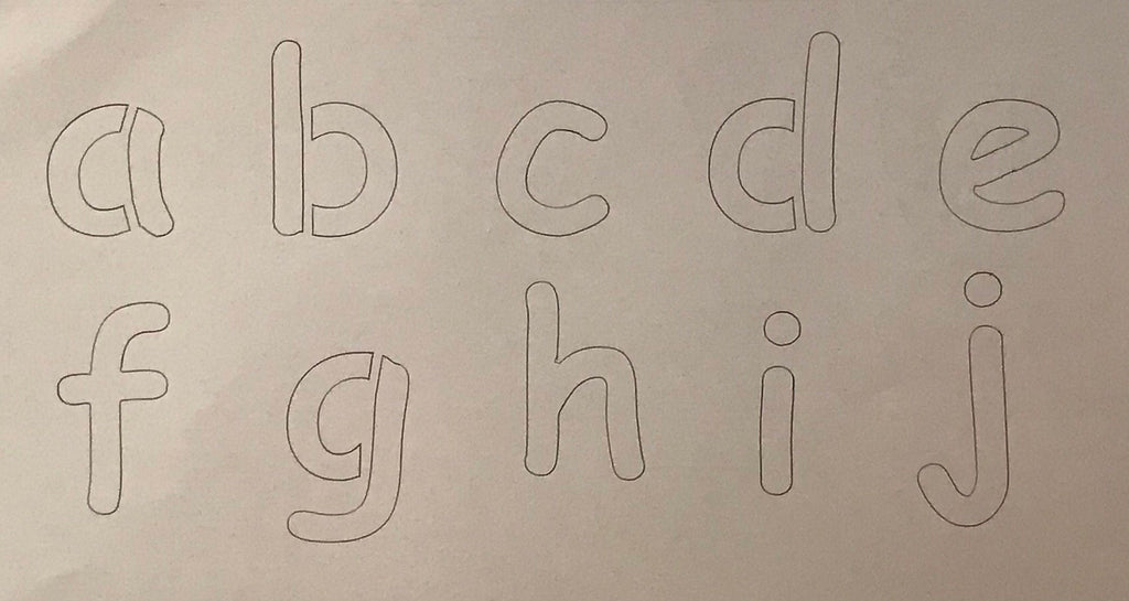 abc stencil set of 3 lower case letters