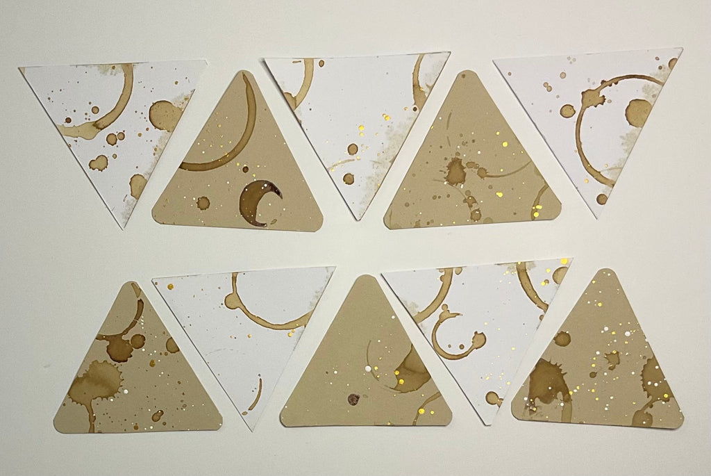Coffee stained Triangle art Tiles pack of 10