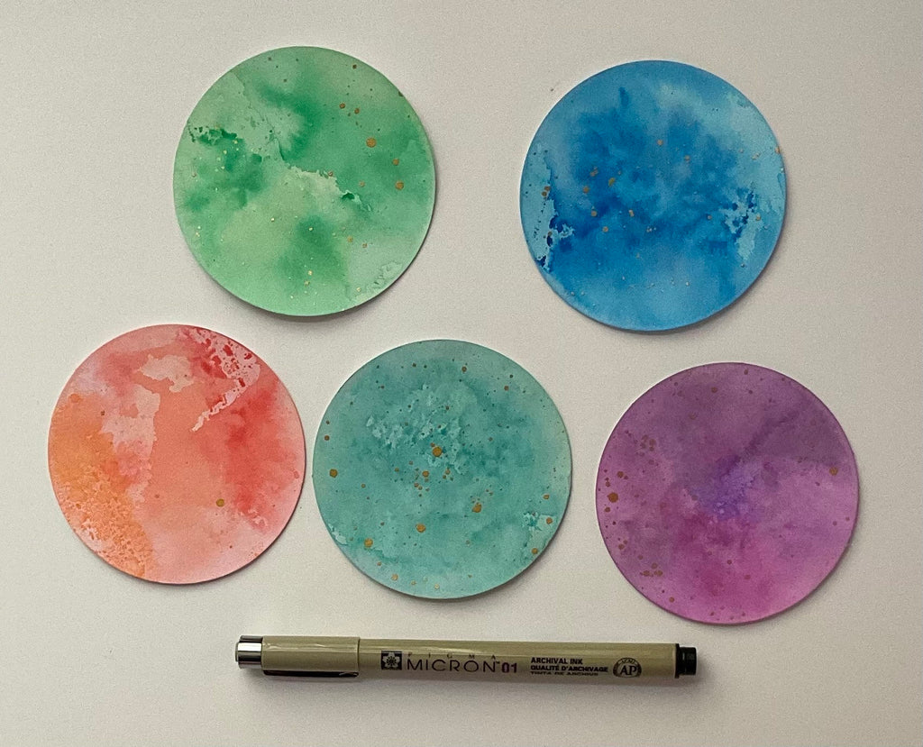 Watercolor rounds 3” card backgrounds pack of 10