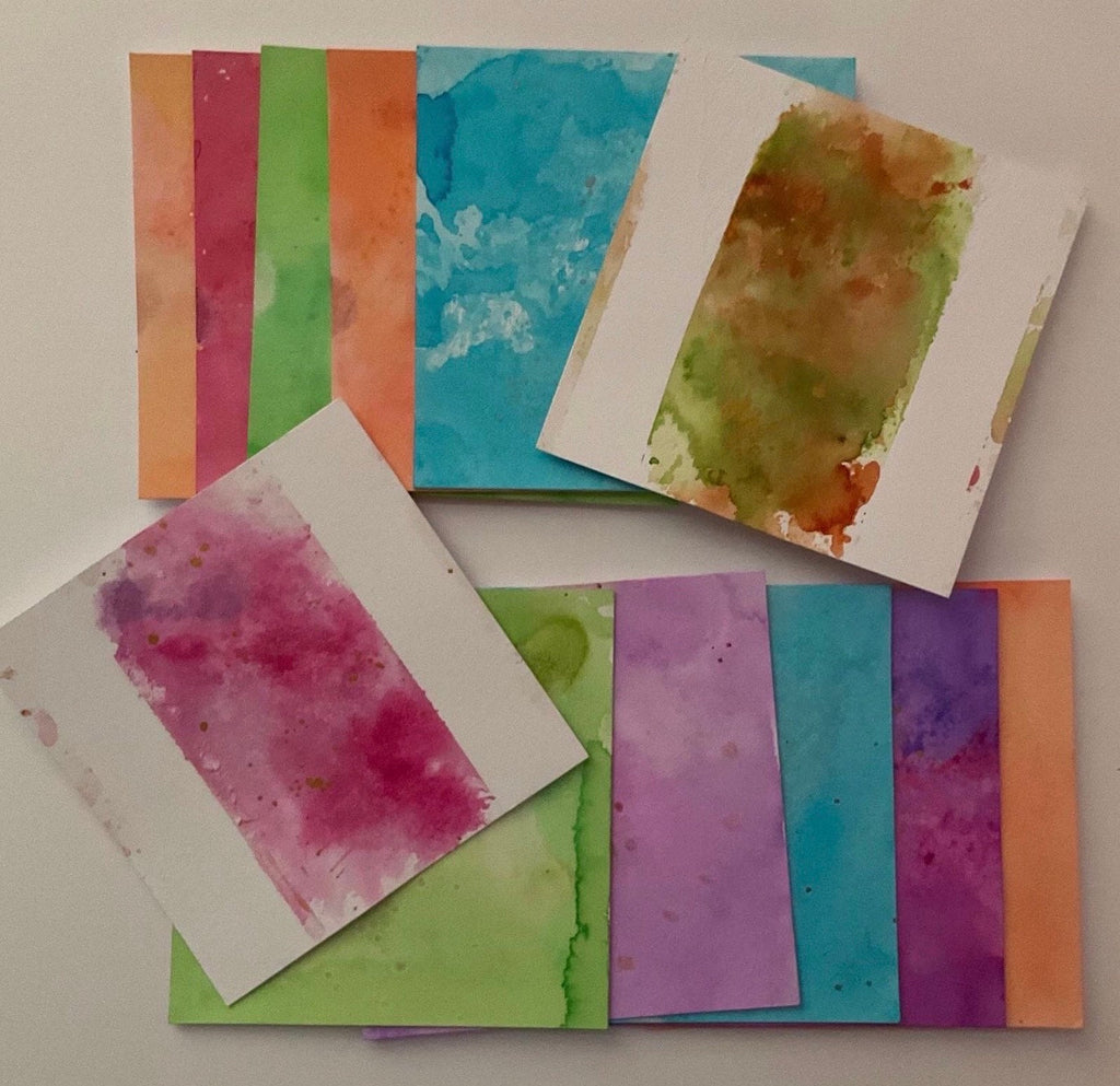 Watercolour stained card square art Tiles bundle of 30