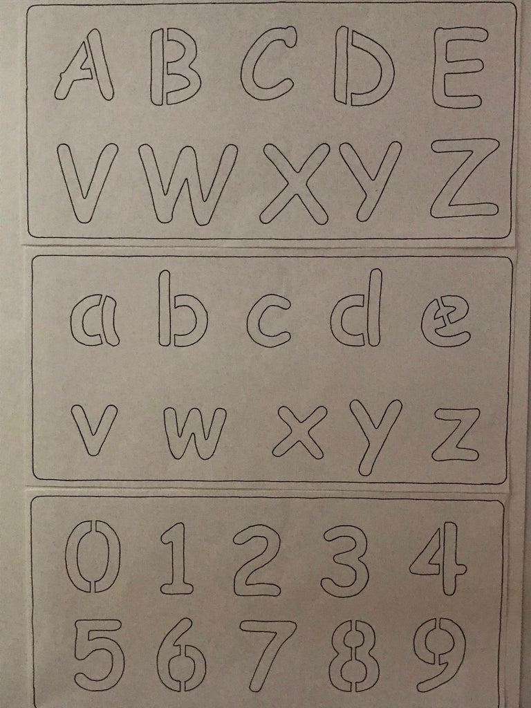 ABC alphabet and number stencils - reusable plastic stencils ABC, abc & 0-9