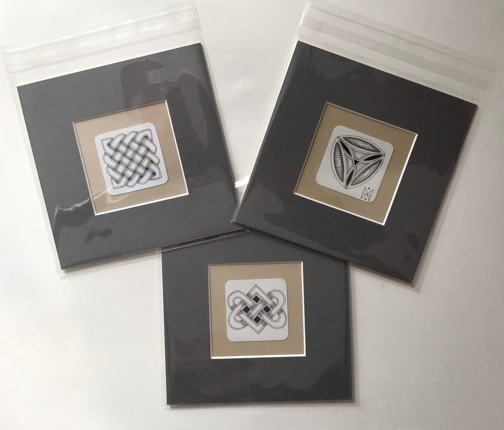 Zentangle mount kit for Bijou size official Zentangle Tiles or ATC’s - set of 3