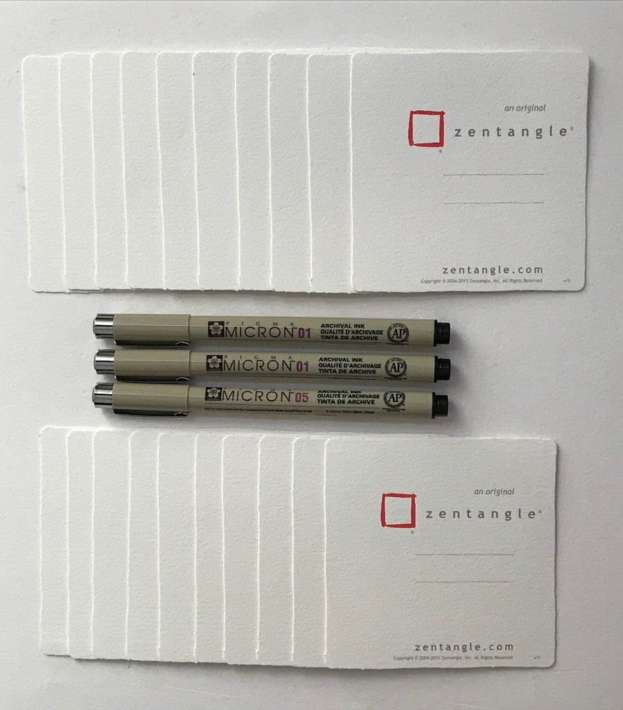 Zentangle White Tiles & fine liner pen kit