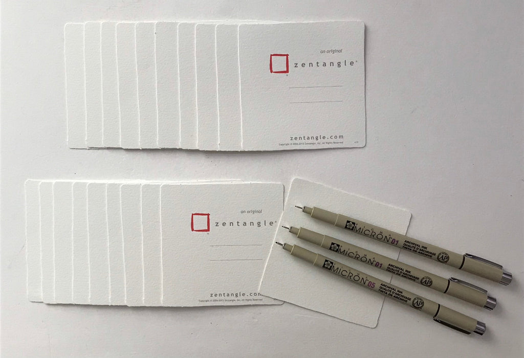 Zentangle White Tiles & fine liner pen kit