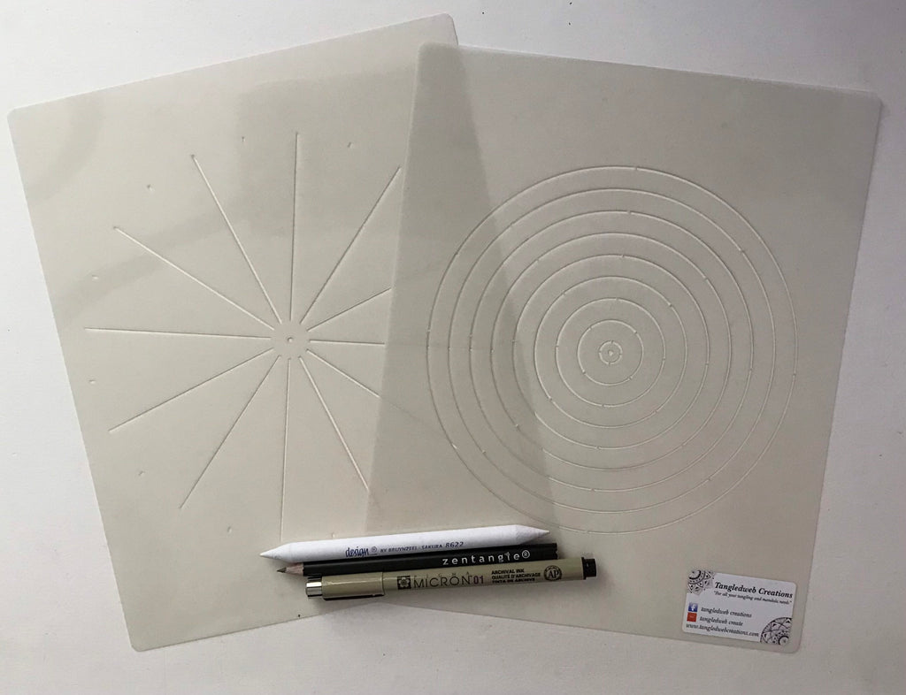 Mandala making stencil A4 kit - Set 2. Two part reusable stencils