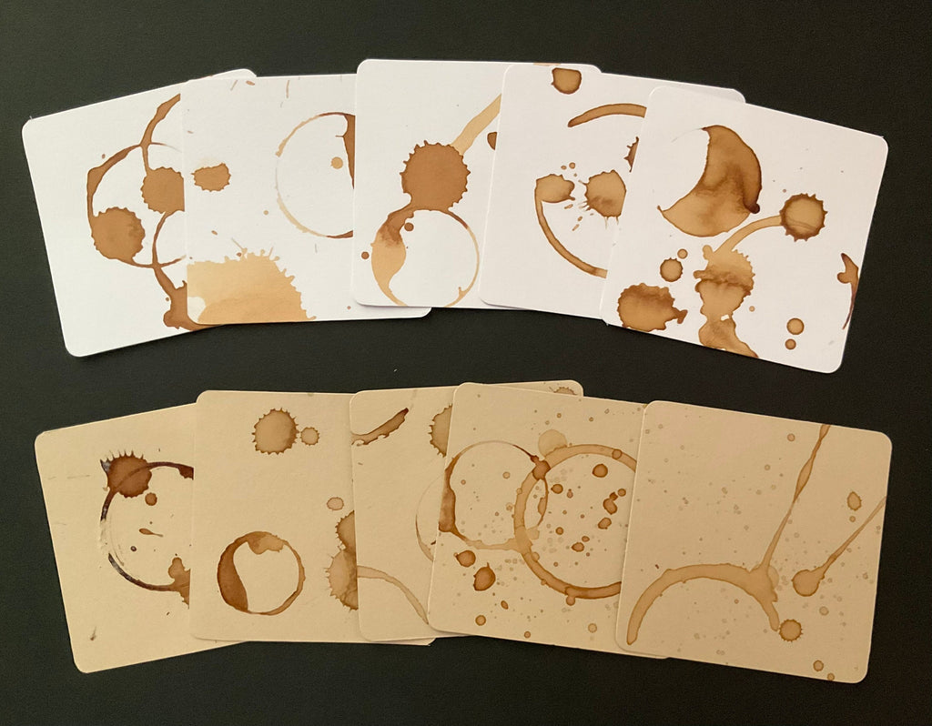 Coffee stained square card pack 10
