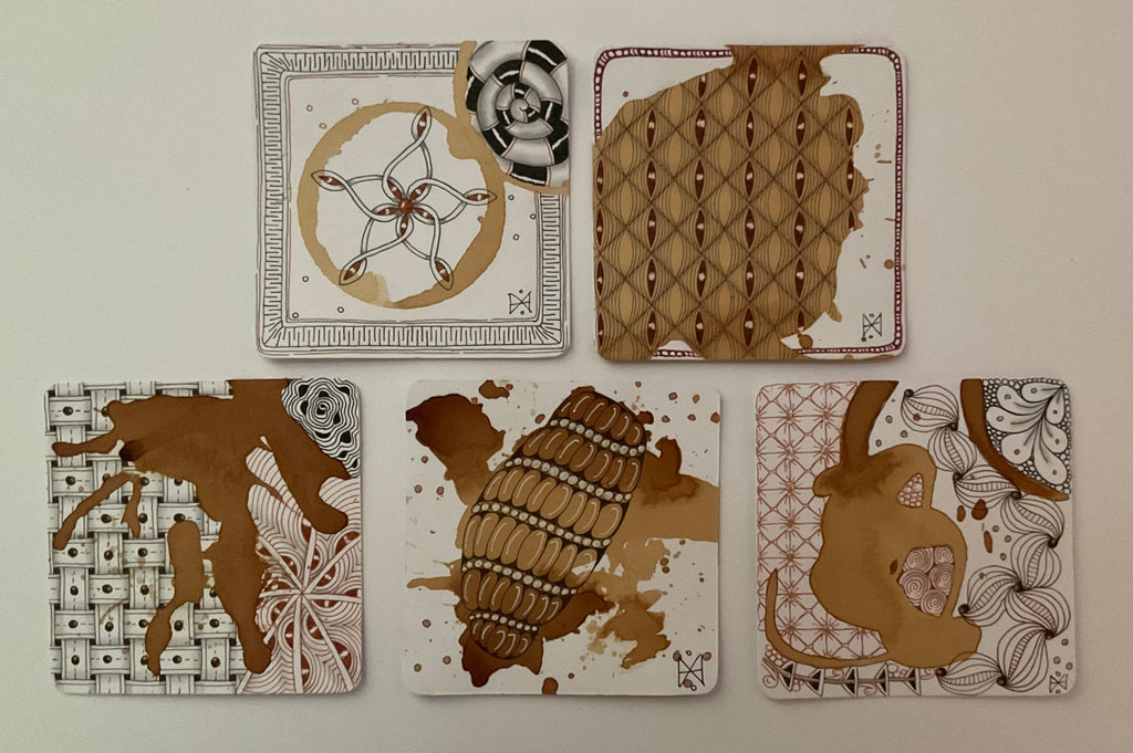Coffee stained square card pack 10