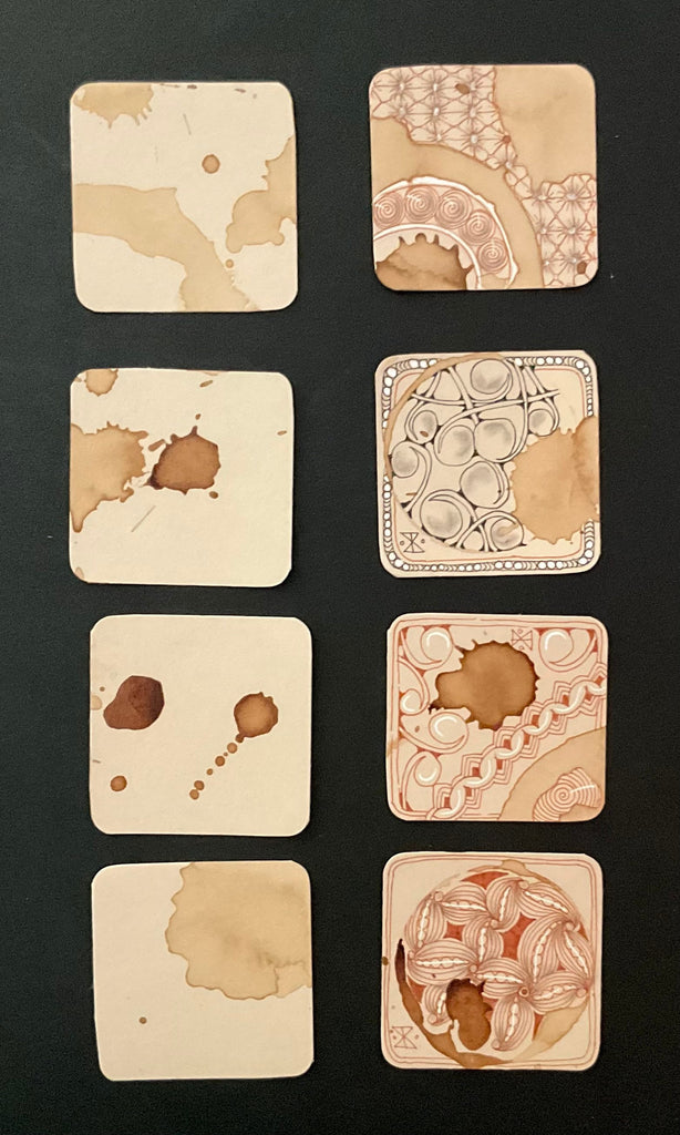Coffee stained small squares mixed pack of 12