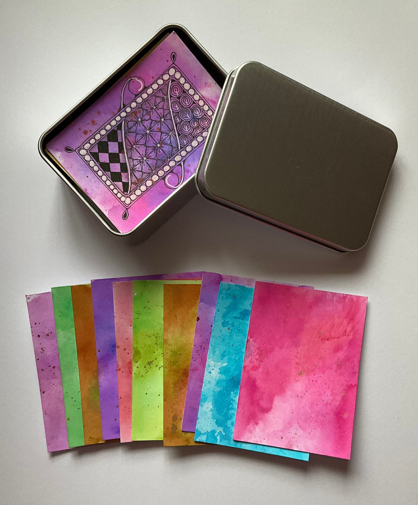 Artist Trading card rectangular tin with x10 pre cut watercolour ATC’s