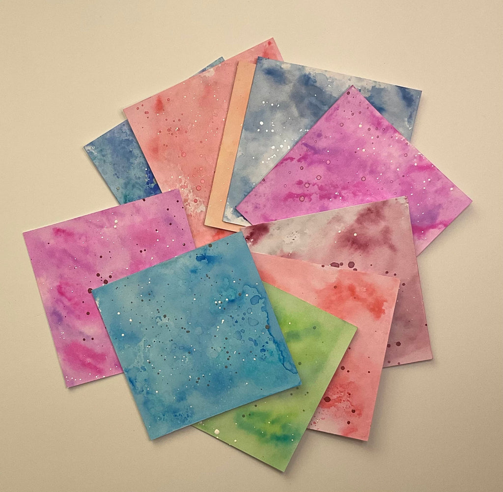 Watercolour pack of 10 pre cut card large square Tiles