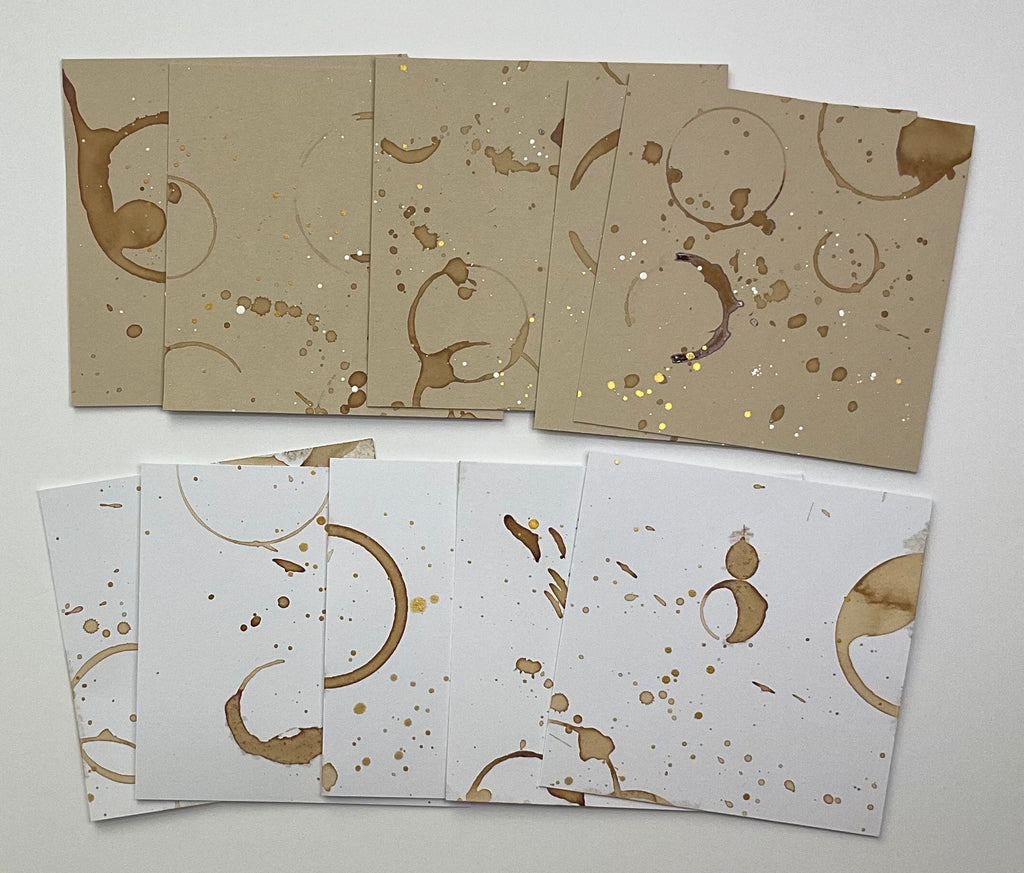 Coffee stained large squares art tiles pack of 10