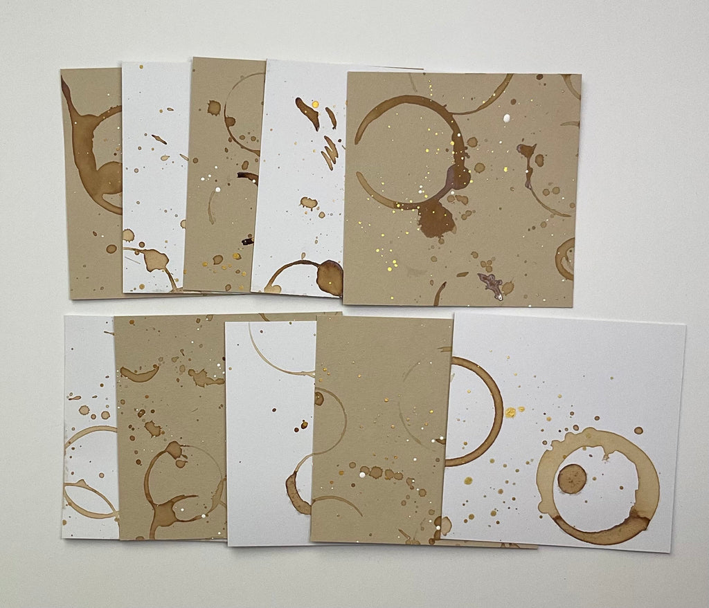 Coffee stained large squares art tiles pack of 10