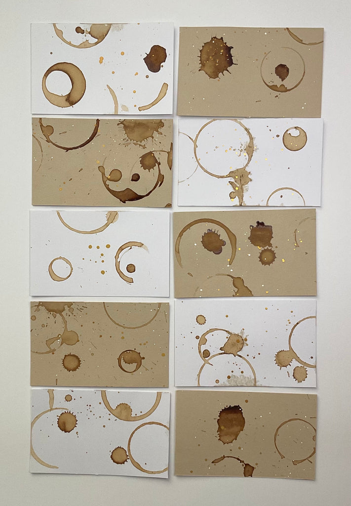 Coffee stained rectangle shaped art tiles pack of 10